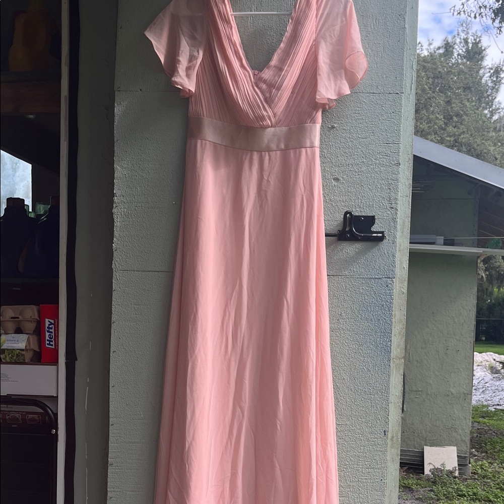 Ever Pretty Light Pink Maxi Dress with Sheer Sleeves